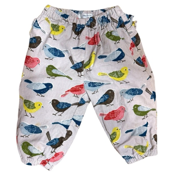 Baby Boden Bird Print Corduroy Pants 12–18M | Colorful Birds | Elastic Waist - Picture 1 of 4